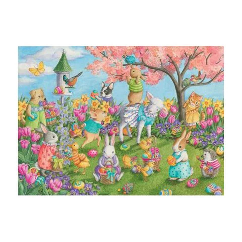 Сделай сам кролики празднование Пасхи алмазная живопись полная круглая