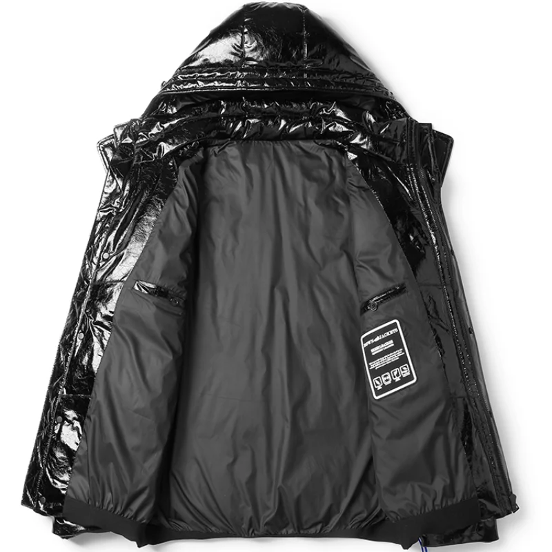 Мужской пуховик из натуральной кожи зимняя куртка 90% белого гусиного пуха теплая