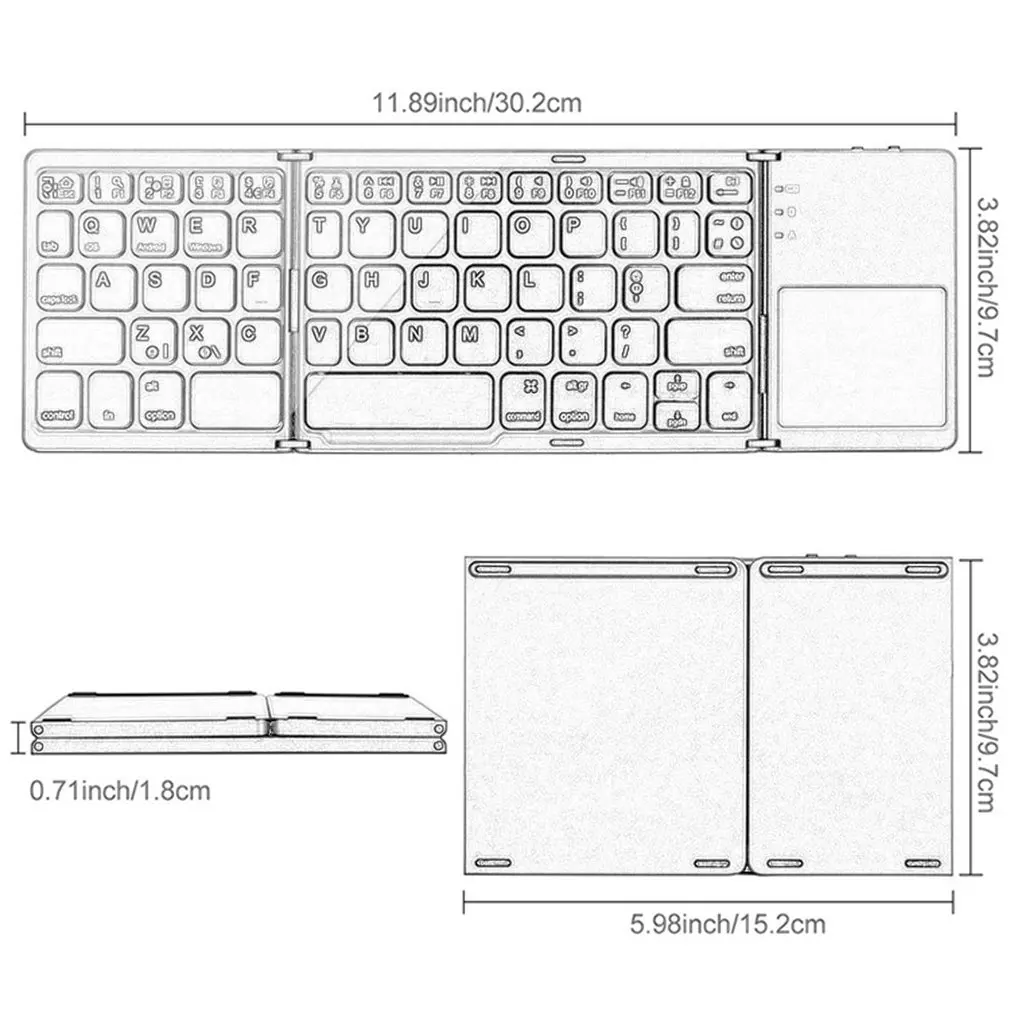 

B033 Mini folding keyboard Bluetooth 3.0 Foldable Wireless Keypad Three Systems For Tablet Phone Computer Android ios