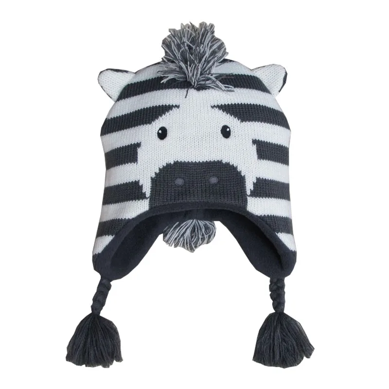 Унисекс дети мультфильм Мишка полосатые шапки и шарф Детская шапка комплект