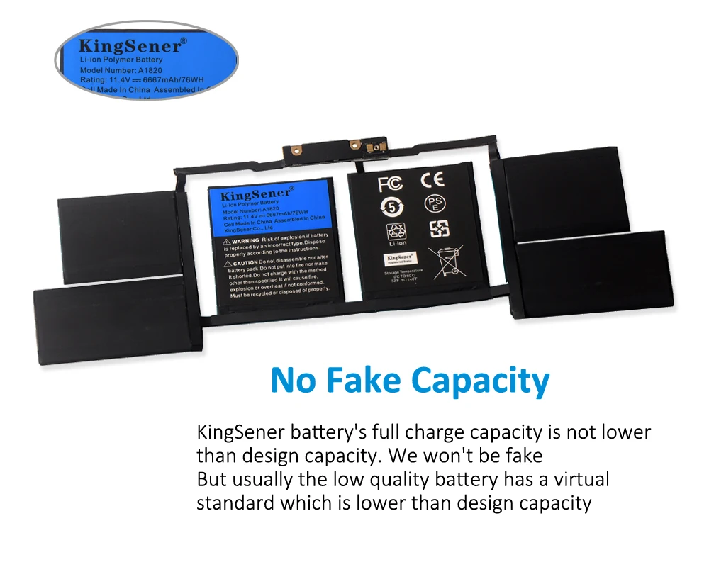 KingSener Новый A1820 Аккумулятор для ноутбука APPLE MACBOOK PRO 15 дюймов A1707 2016 2017 года 11 4 в 6667