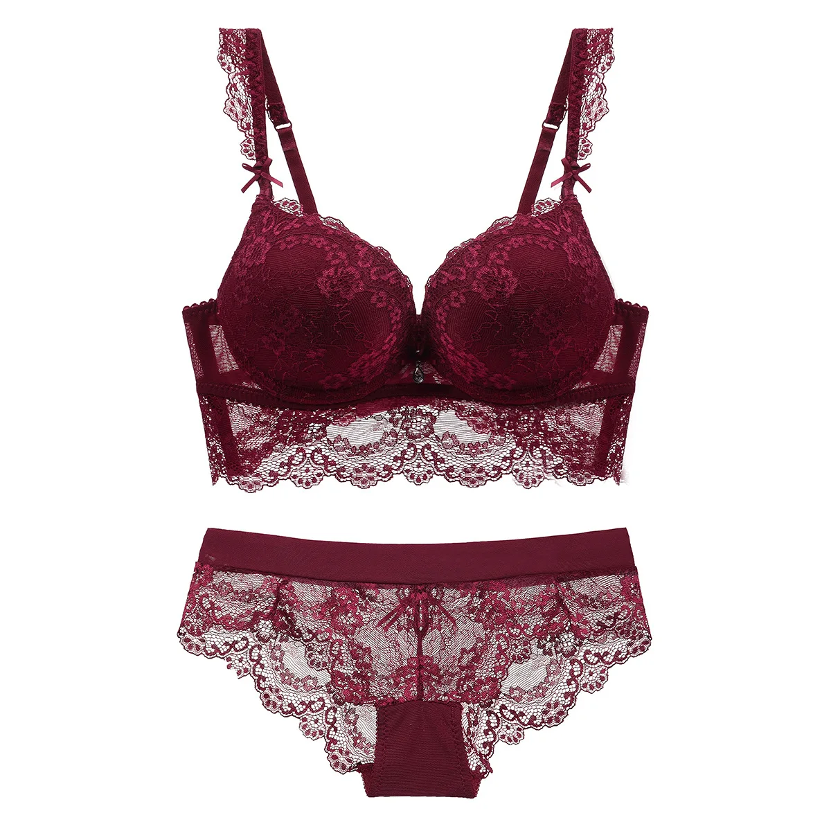 

Sexy Lace Ultra Thin Transparent Bra and Panties Set Large Size push ups Underwear Set Lingerie Women Brassieres A B C D E Cup