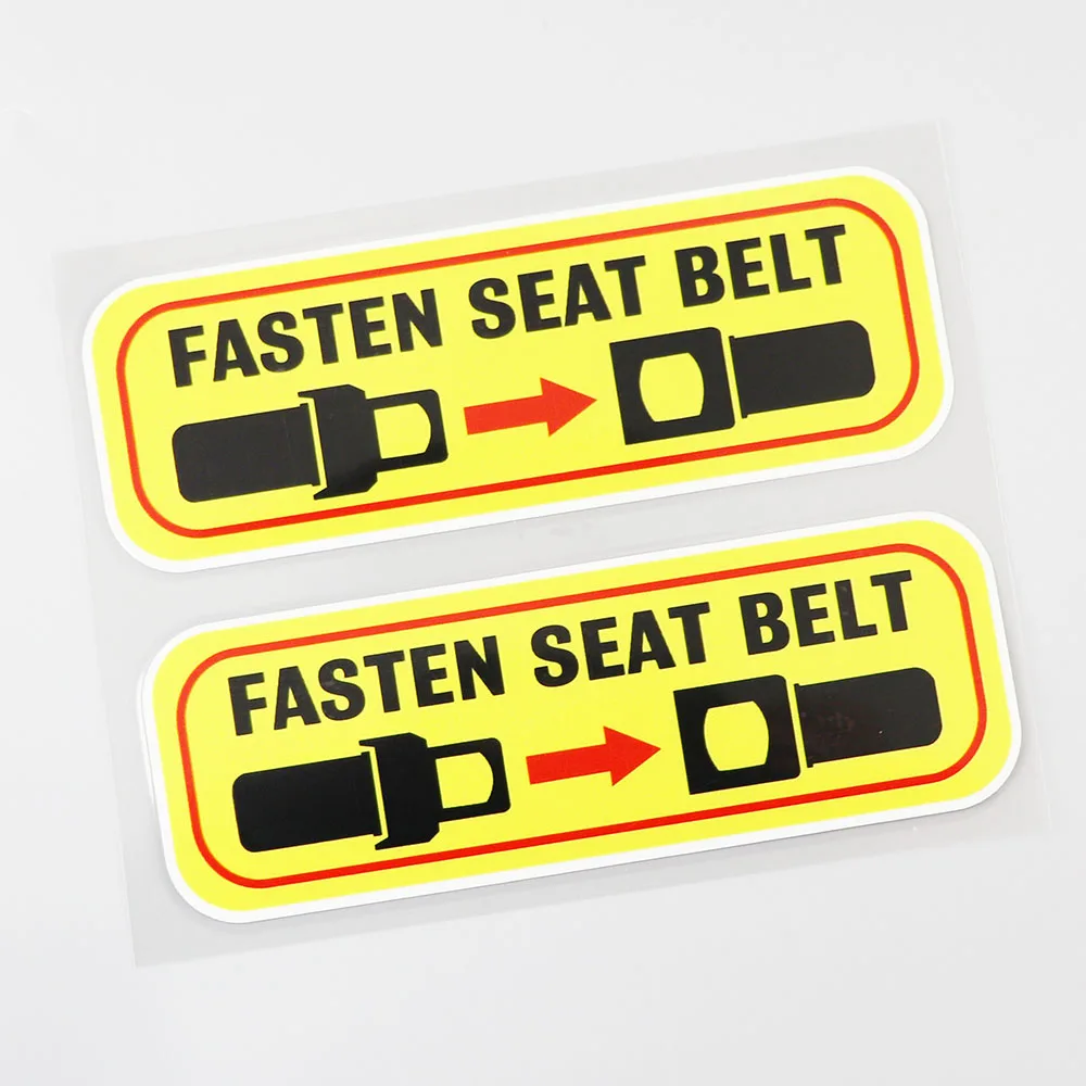 

2 X Fasten Seat Belt Car Sticker Caution Safety Strap Applique PVC Body Decoration Auto Accessories Waterproof Decal 16*5cm