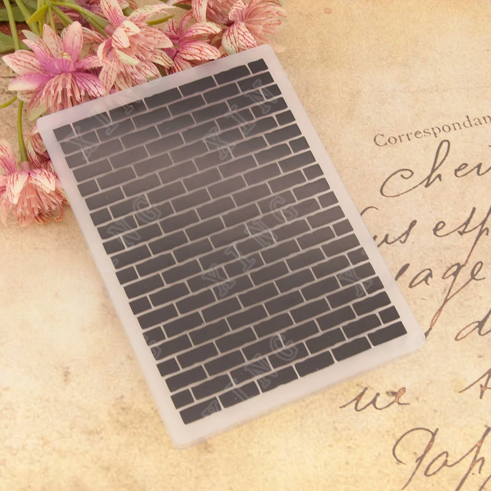 Прибытие нового кирпичной стены фон Декорация 3D Пластиковый вытискивания папки DIY Фотоальбом Бумага Ремесло Сделайте свадебную открытку Поставки.