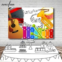 sensfun musical instruments photography backdrops drum guitar xylophone trumpet kids birthday party backgrounds custom photocall