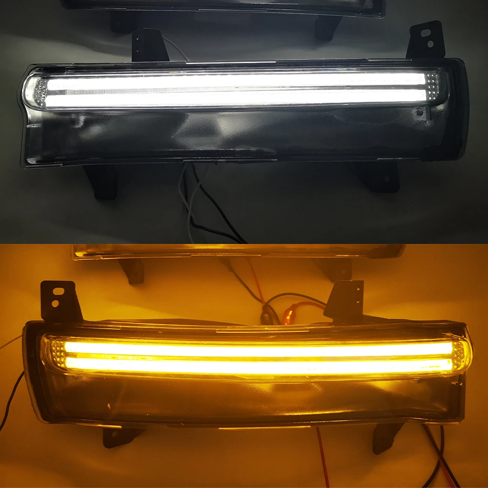 Car Flashing 2PCS LED DRL For Jeep Compass 2017 2018 2019 2020 Daytime running light With yellow turn Signal Light | Автомобили и