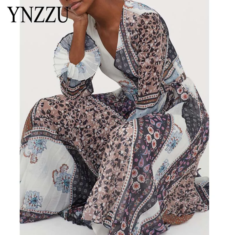 Винтажное Женское Платье макси с V образным вырезом весна 2020 модные женские