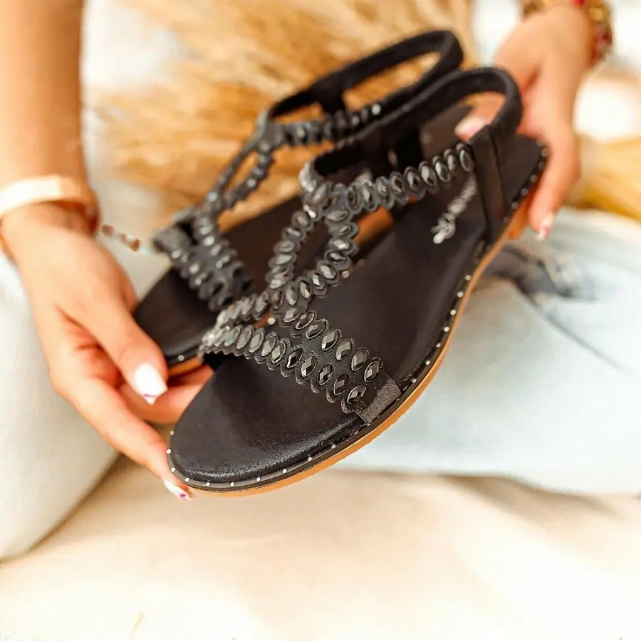 

Women Sandals Limoya Devin Black Stone Detailed Sandals