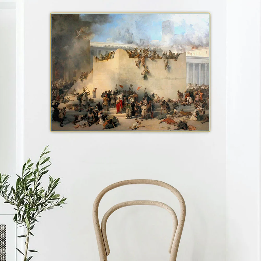 

Holover Canvas Oil Painting Wall Home Decoration Francesco Hayez"Destruction of the Temple of Jerusalem"Romanticism Aesthetic