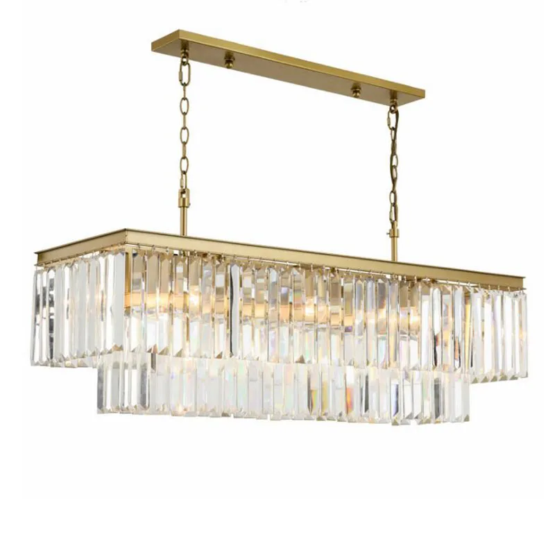 

Square Gold Crystal chandeliers American Crystal chandeliers For Restaurant Dining Room Bedroom Study Room Living Room LED Bulbs