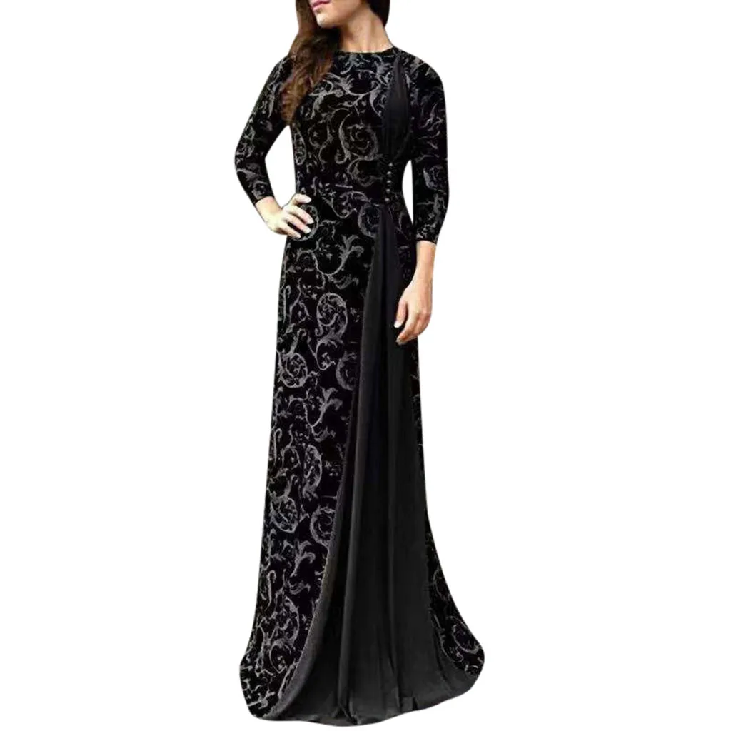CHAMSGEND мусульманское женское платье с длинным рукавом Дубай макси abaya Jalabiya