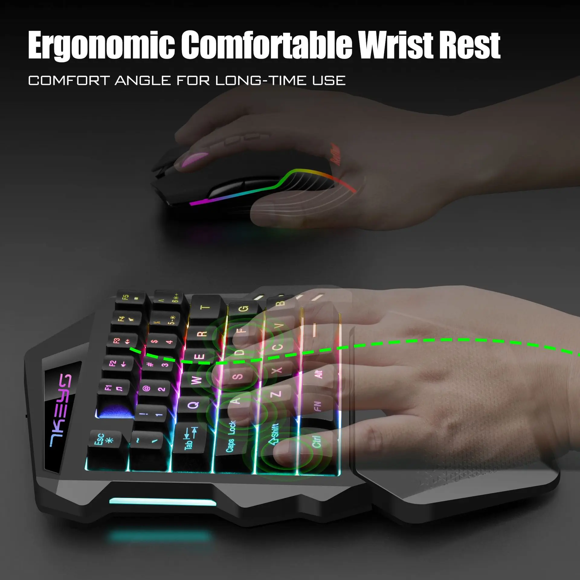 one handed gaming keyboard rgb backlit 35 keys portable colorful rechargeable 2000mah battery keyboard for ps4laptoppc gamer free global shipping