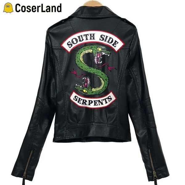 

Пикантный женский мотоциклетный кожаный жакет Riverdale Serpents Бетти Купер женский пиджак из искусственной кожи Южный ривердейл сексуальные кос...