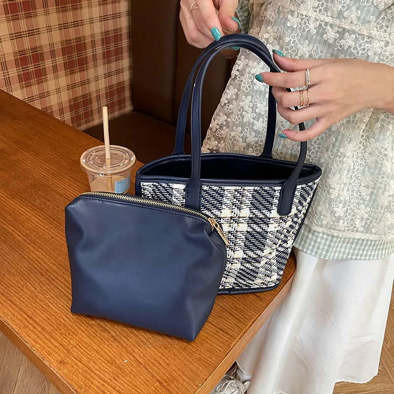 Винтажные клетчатые женские сумки через плечо Модный женский клатч кошелек