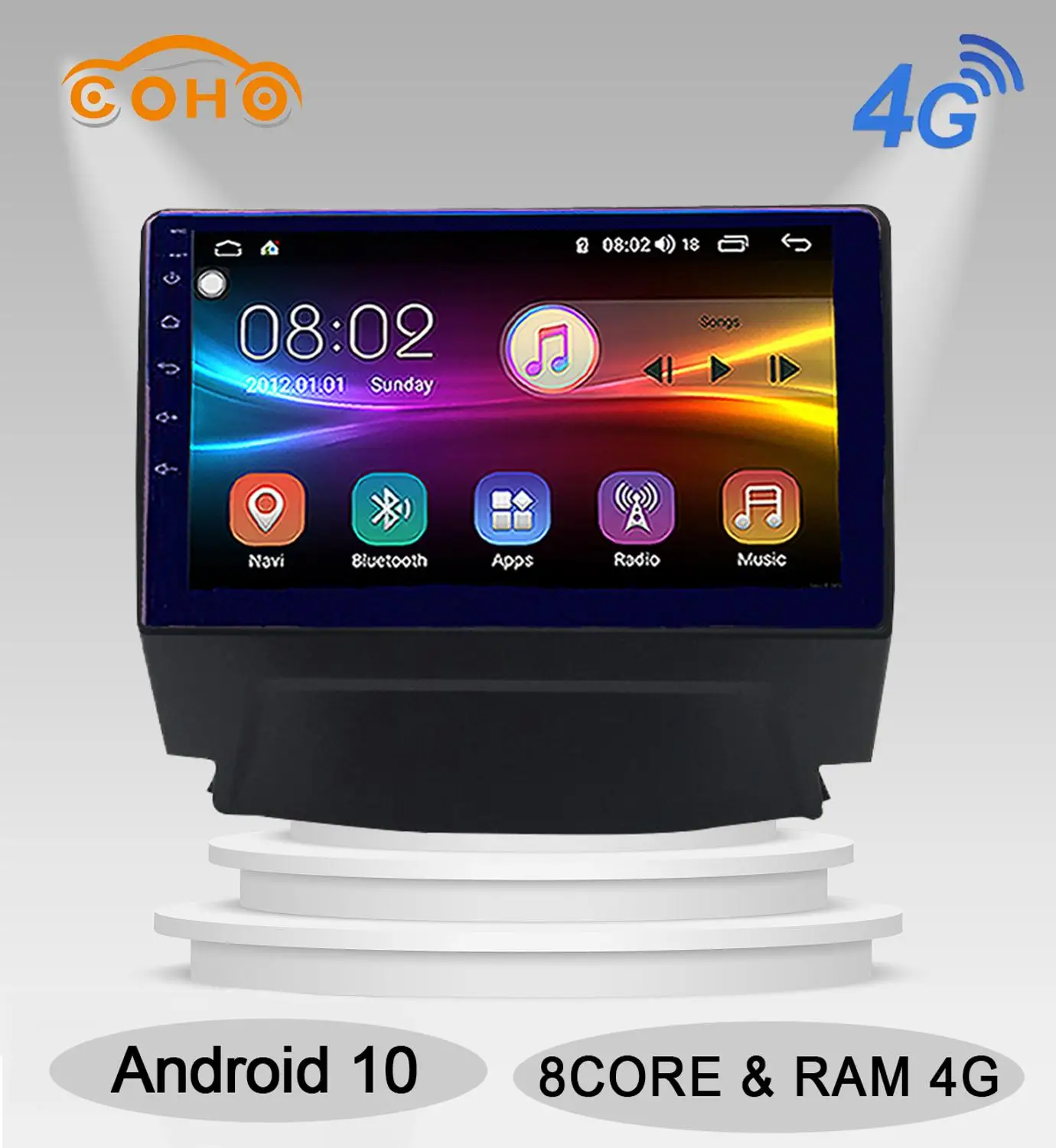 Android 10 0 8 core 4 Гб + 64G автомобильный радиоприемник gps automovil мультимедийный плеер android