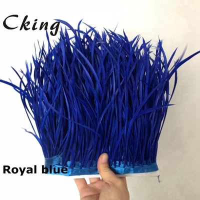 royal blue Cking 10 ярдов Красный цвет натуральное гусиное перо планки 15-20 см 6-8 дюймов ширина перо для рукоделия кружевные ремни - Цвет: royal blue