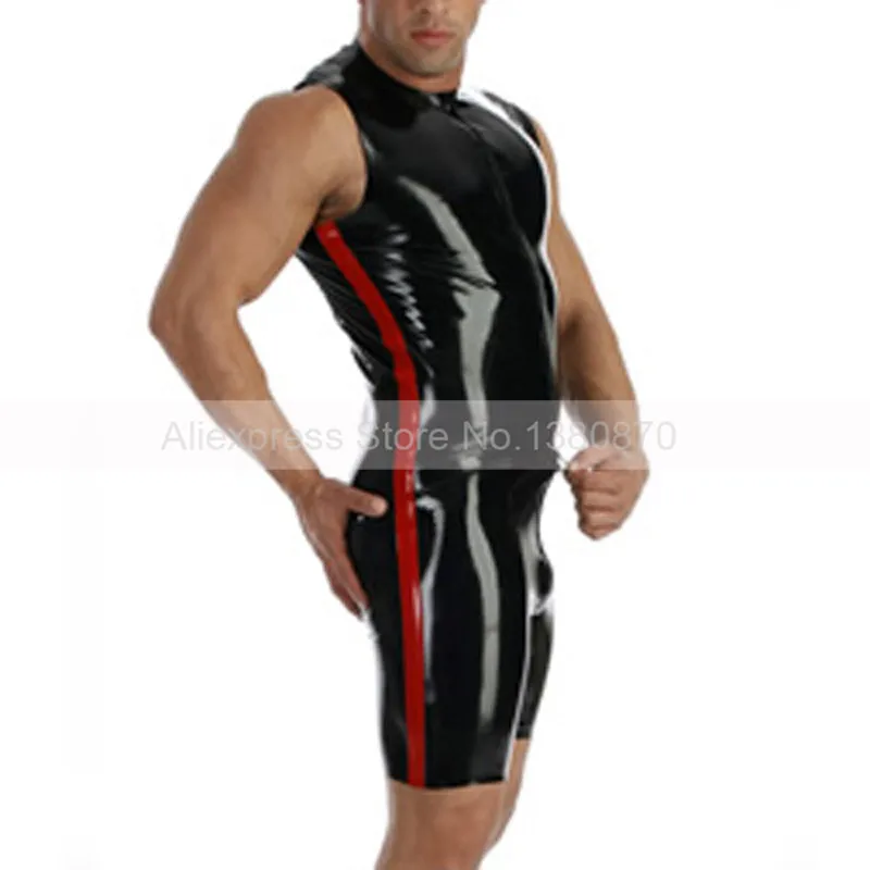 

Мужское латексное Боди без рукавов, с молнией спереди