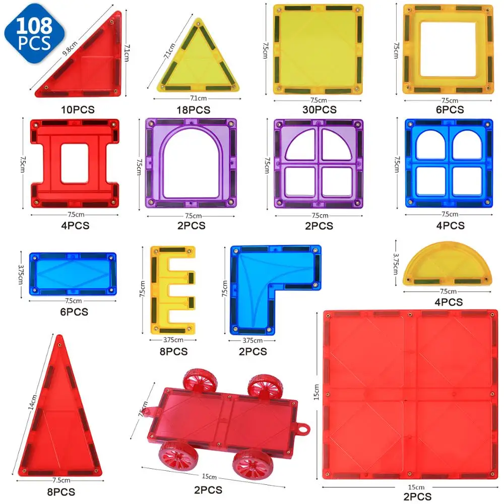 Romboss Big Size 3D Magnetic Tiles Building Blocks Magnet Constructor Brick Sets Educational Toys for Children Gifts | Игрушки и хобби