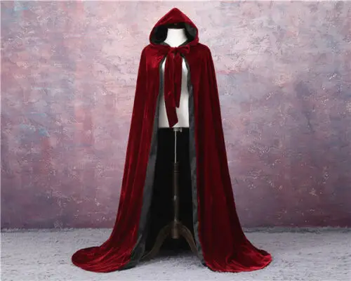 

Velvet Cloak Gothic Robe Medieval Witchcraft Larp Cape Hooded Cape Halloween Party Wraps Shawl cloak