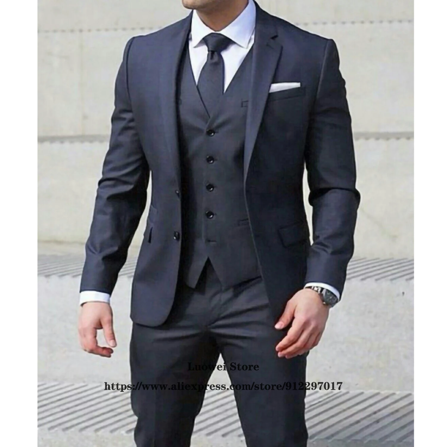 

Mens Slim Suits Classic Formal Office Business 3 Piece Sets Male Casual Wedding Groom Blazer Terno Masculino (Jacket+Vest+Pants)