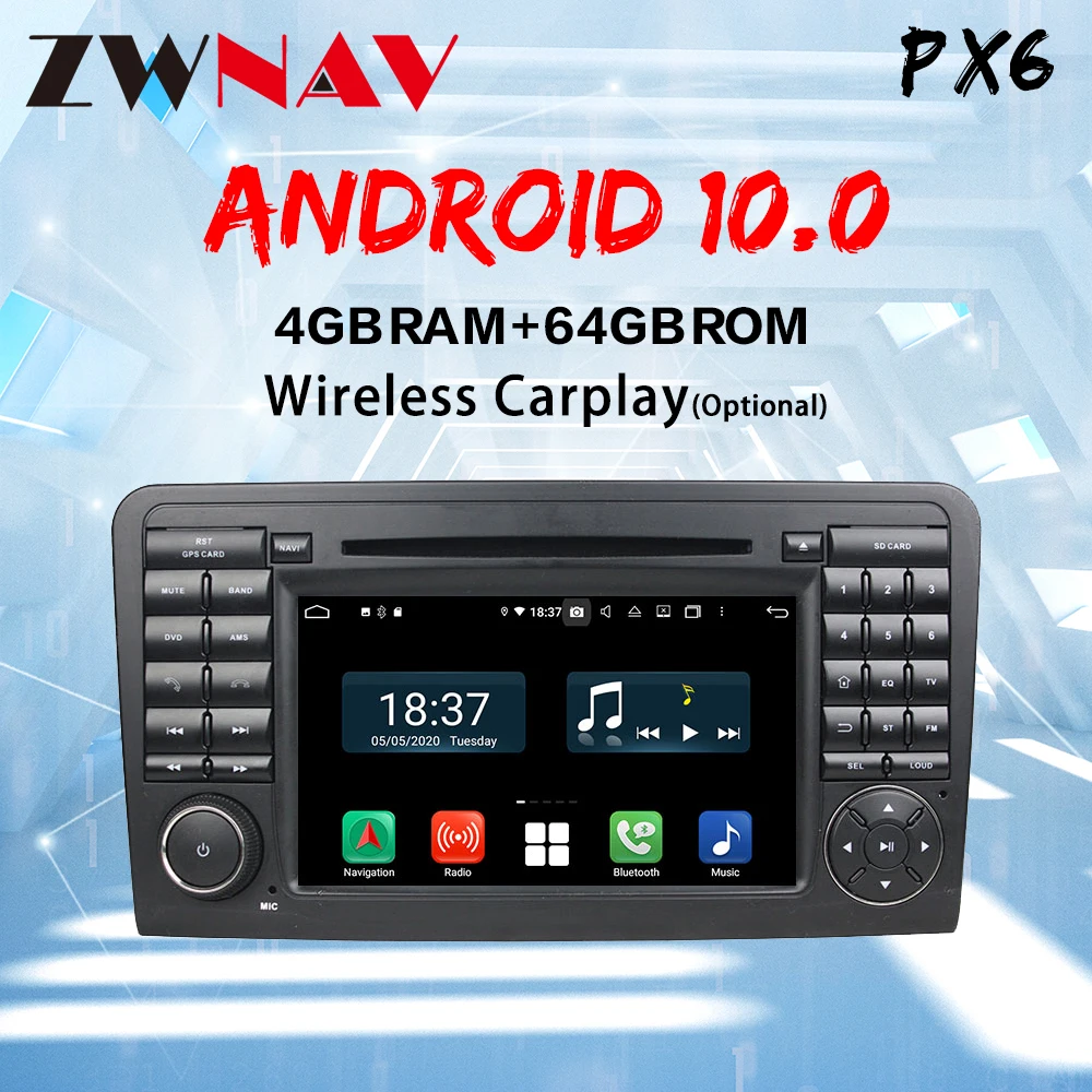 

2 Din Android 10.0 screen Carmultimedia Player For Mercedes Benz ML CLASS W164 2005-2012 ML300,ML350 Radio GPS Navi audio stereo