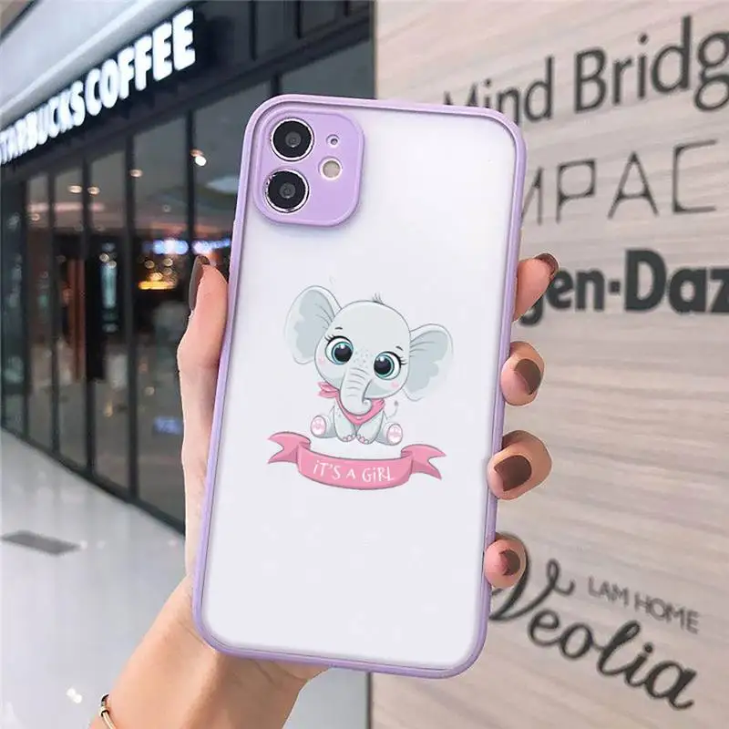 

Cute hippo cartoon Elephant Phone Case matte transparent For iphone 7 8 11 12 plus mini x xs xr pro max cover
