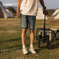 simwood 2021 summer new loose denim shorts men fashion ripped hole 100 cotton shorts plus size brand clothing sk130334