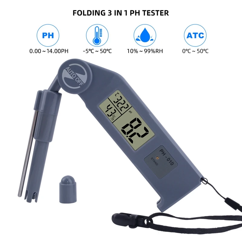 PH 010 Портативный ЖК цифровой измеритель гигрометр Измеритель кислотности