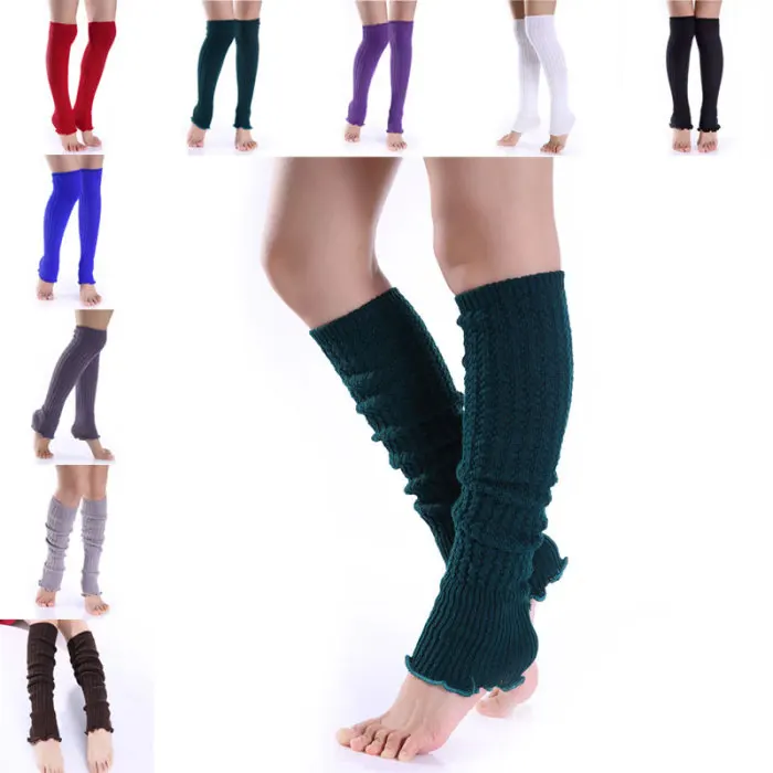 1pair Fashion Leg Warmers Woman Long Stockings Popular Hemp Flowers Knitting Step Foot Winter Warm Stocking JS25