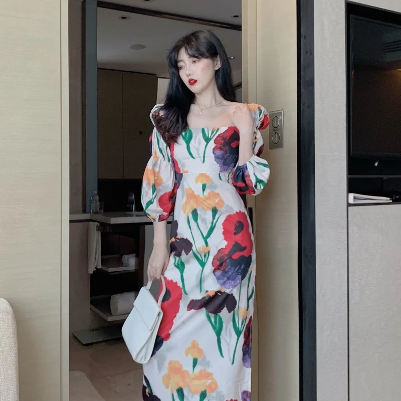 Женское винтажное платье-карандаш элегантные узкие Макси-платья с квадратным