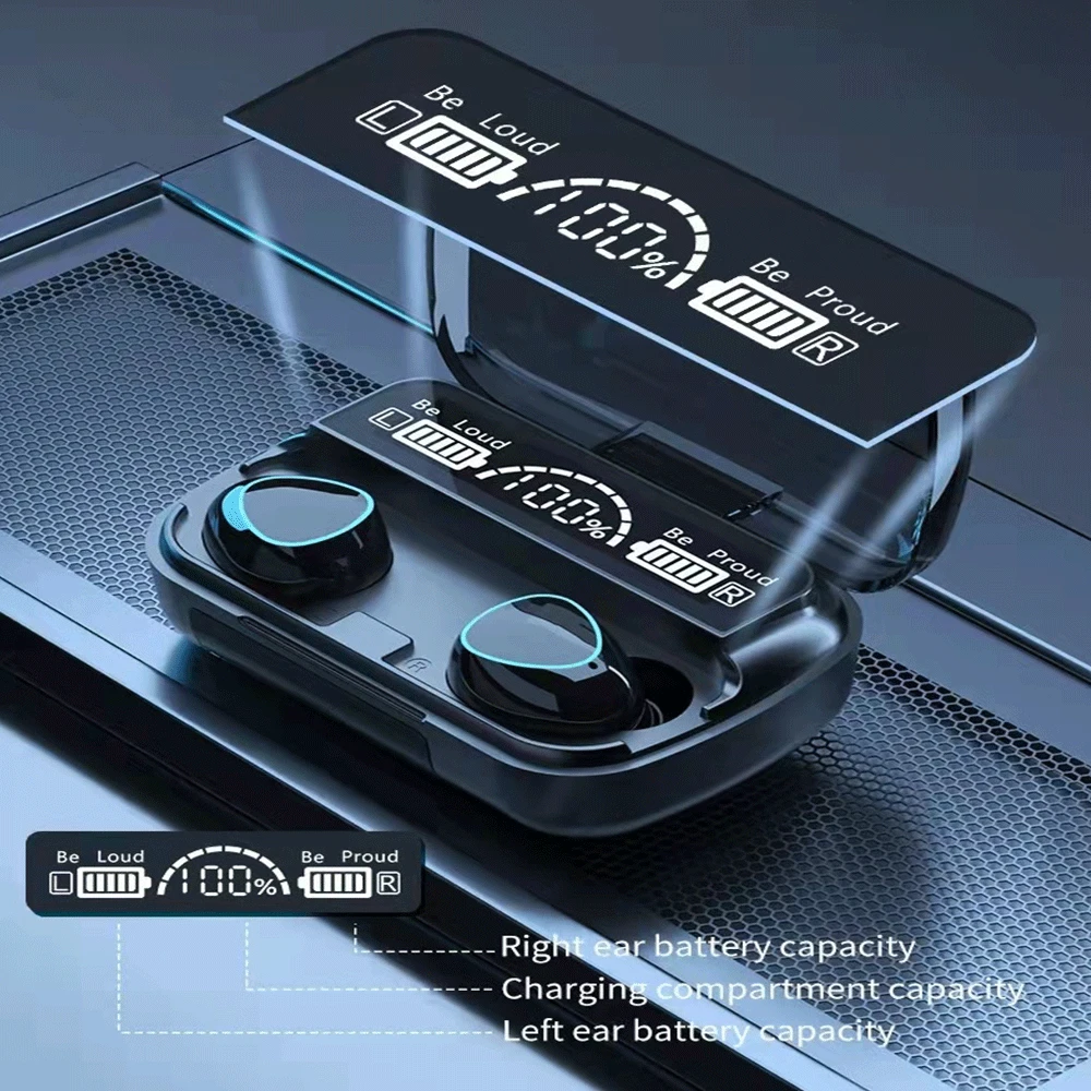 

M10 TWS Wireless Headphones Touch Control Bluetooth-Compatible 5.1 Wireless Headphones Waterproof Earbuds