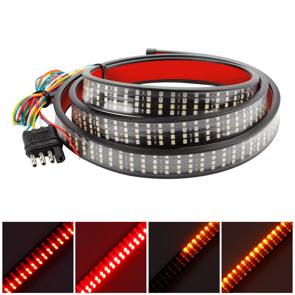 

49Inch 60Inch 4-Row LED Truck Tailgate Light Bar Strip Reverse Taillight Brake Stop Turn Signal Warning Light Red Yellow White