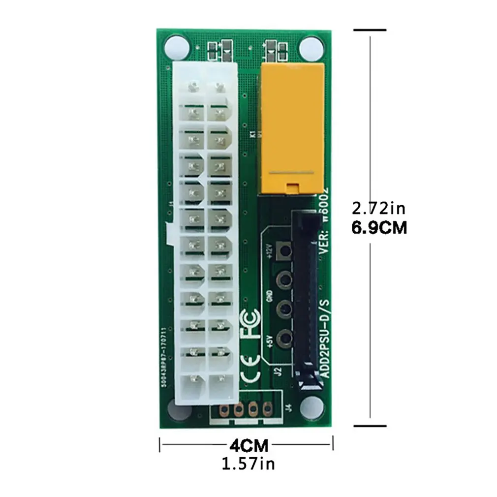 

Black Dual PSU Power Supply Sync Adapter Add2psu ATX 24Pin To 4pin Molex Synchronous Connector Riser Cable Miner