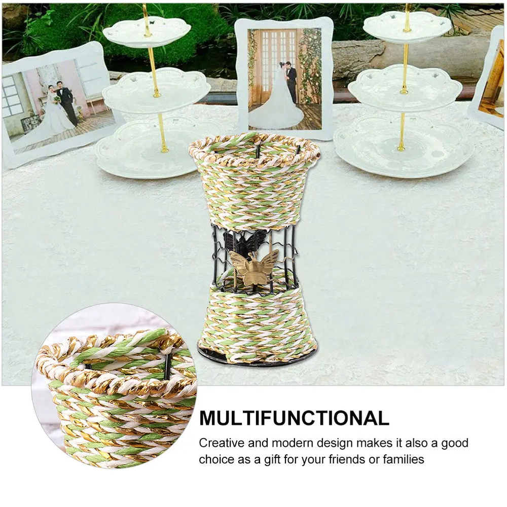 

2pcs Pastoral Style Iron Art Flower Vase Woven Dry Flower Arrangement Vase