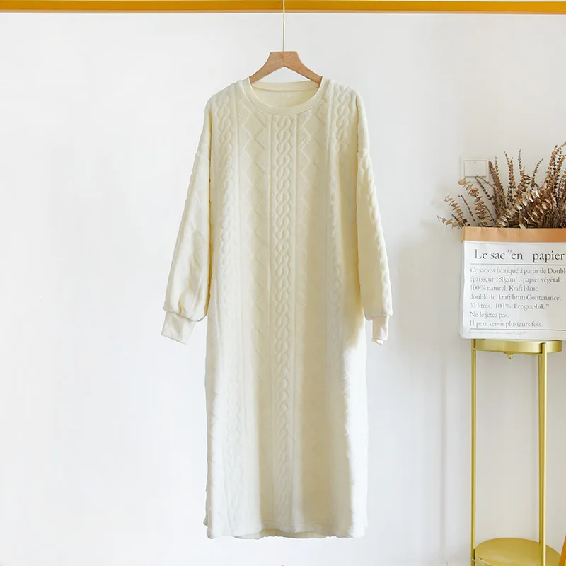 Женская свободная ночная рубашка розовая фланелевая домашняя Осень-зима 2020