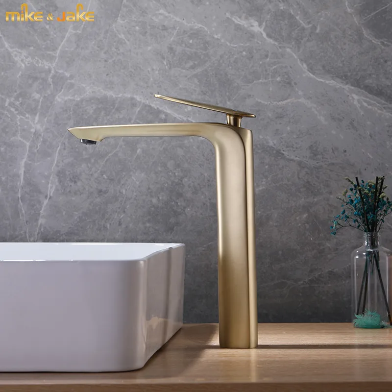 

Bathroom faucet brush gold high basin sink hot and cold mixer tap bathroom gold brush faucet crane gray tap single handle tap