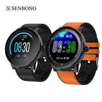 senbono smart watch men women ip67 waterproof sports clock heart rate fitness tracker wristband round smartwatch for ios android