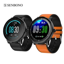 SENBONO Smart Watch Men Women IP67 Waterproof Sports Clock Heart Rate Fitness Tracker Wristband Round Smartwatch for IOS Android