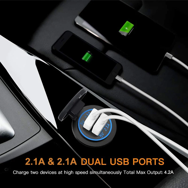 Адаптер питания с двумя USB-портами 2 1 А и 12 В/24 В | Автомобили мотоциклы