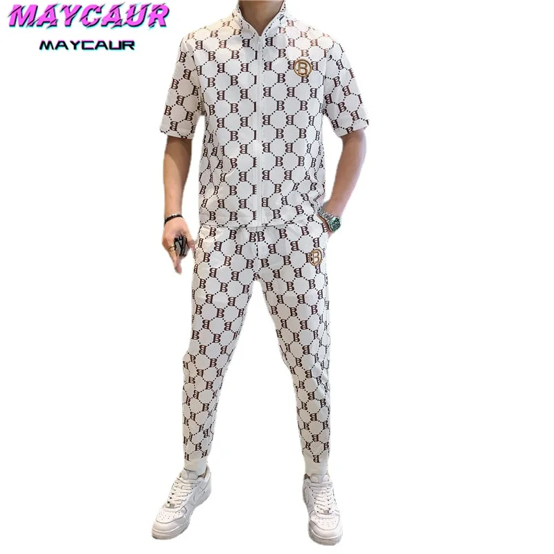 Костюм мужской летний из двух предметов повседневный спортивный костюм с