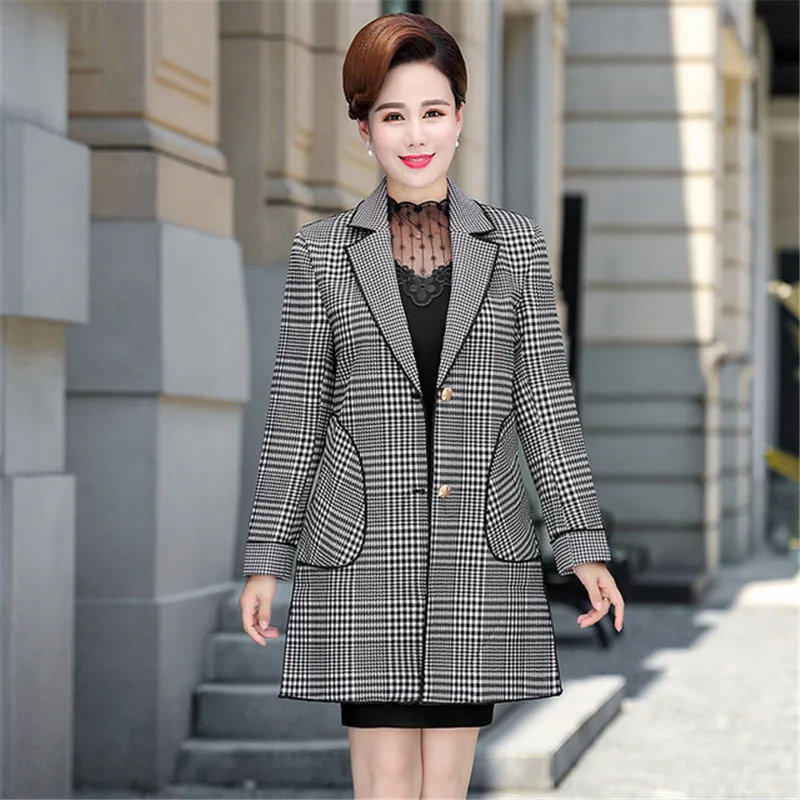 Женский плащ средней длины в клетку Повседневная ветровка большого размера 5XL A1296