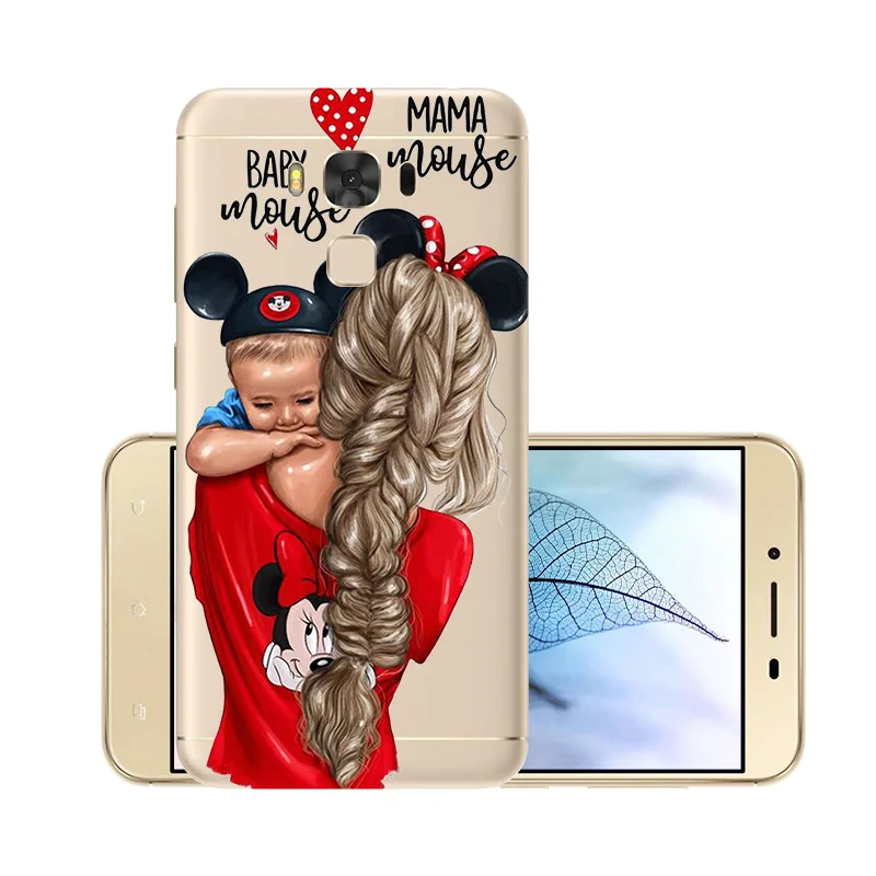 Fashion Super Mama Girl Baby Painted Case for Asus Zenfone 3 Max Zc553kl ZC 553 KL Transparent Silicone Shell 5.5&quot cover |
