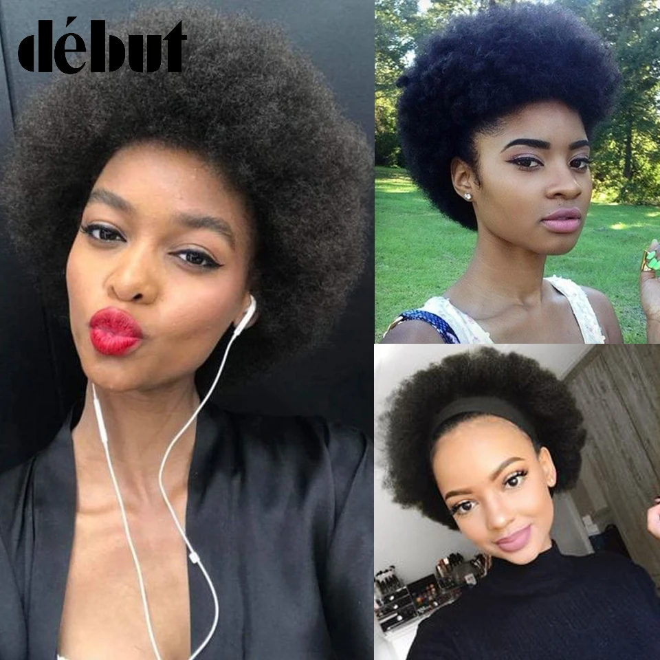 Дебюта короткие парики из человеческих волос перуанские Волосы Remy афро