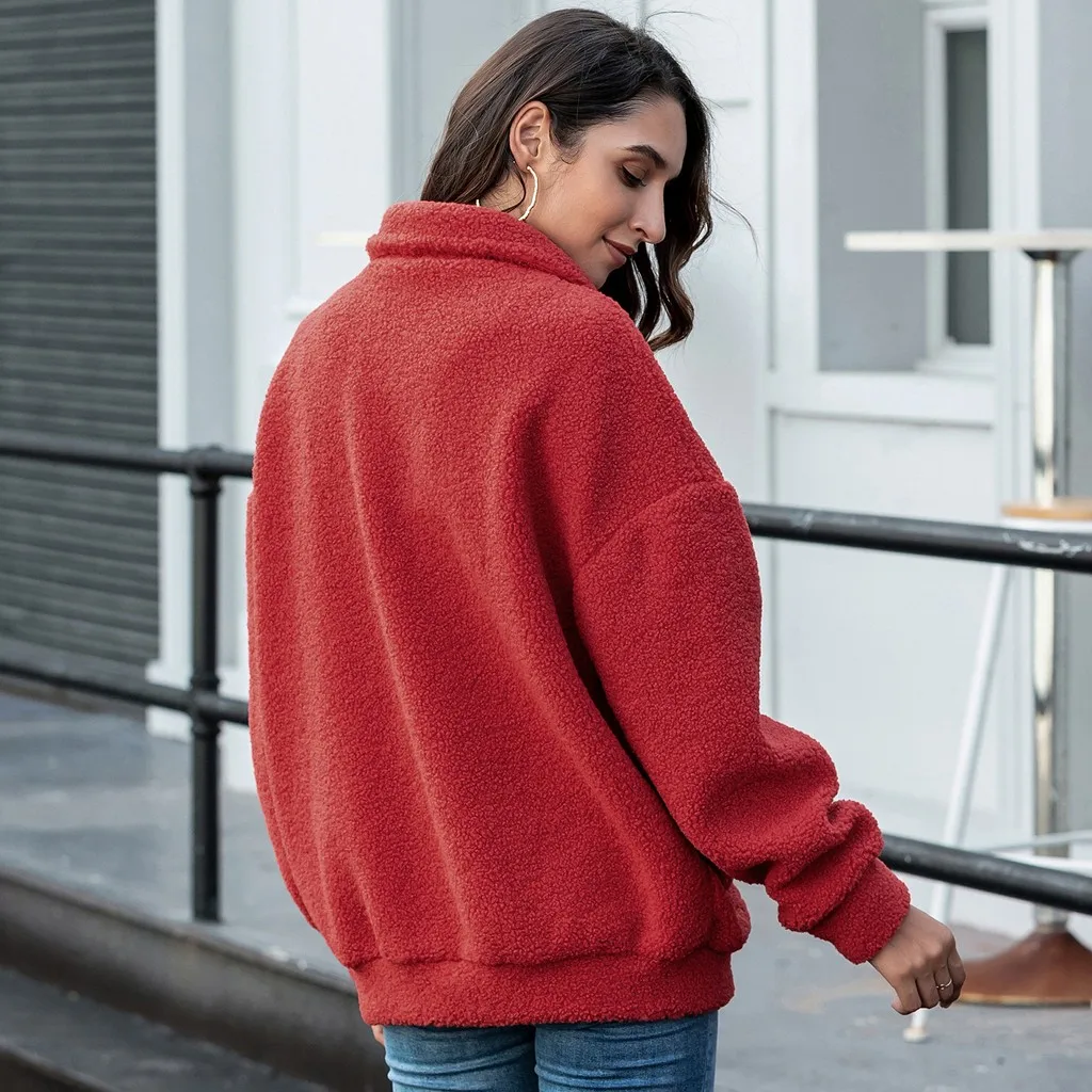 

Fashion Faux Fur Coat Women Lady 2020 Casual Villus Top Long Sleeve Autumn Winter Warm Blouse Loose Zipper Plush Coat Jacket #40