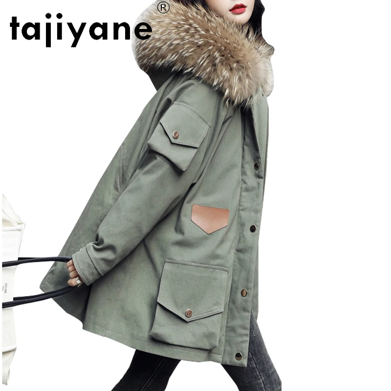 

Raccoon Fur Collar Jacket Woman Warm White Duck Down Coats Famale Thicken Hooded Overcoat Woman's Outerwear Manteau Femme SQQ271