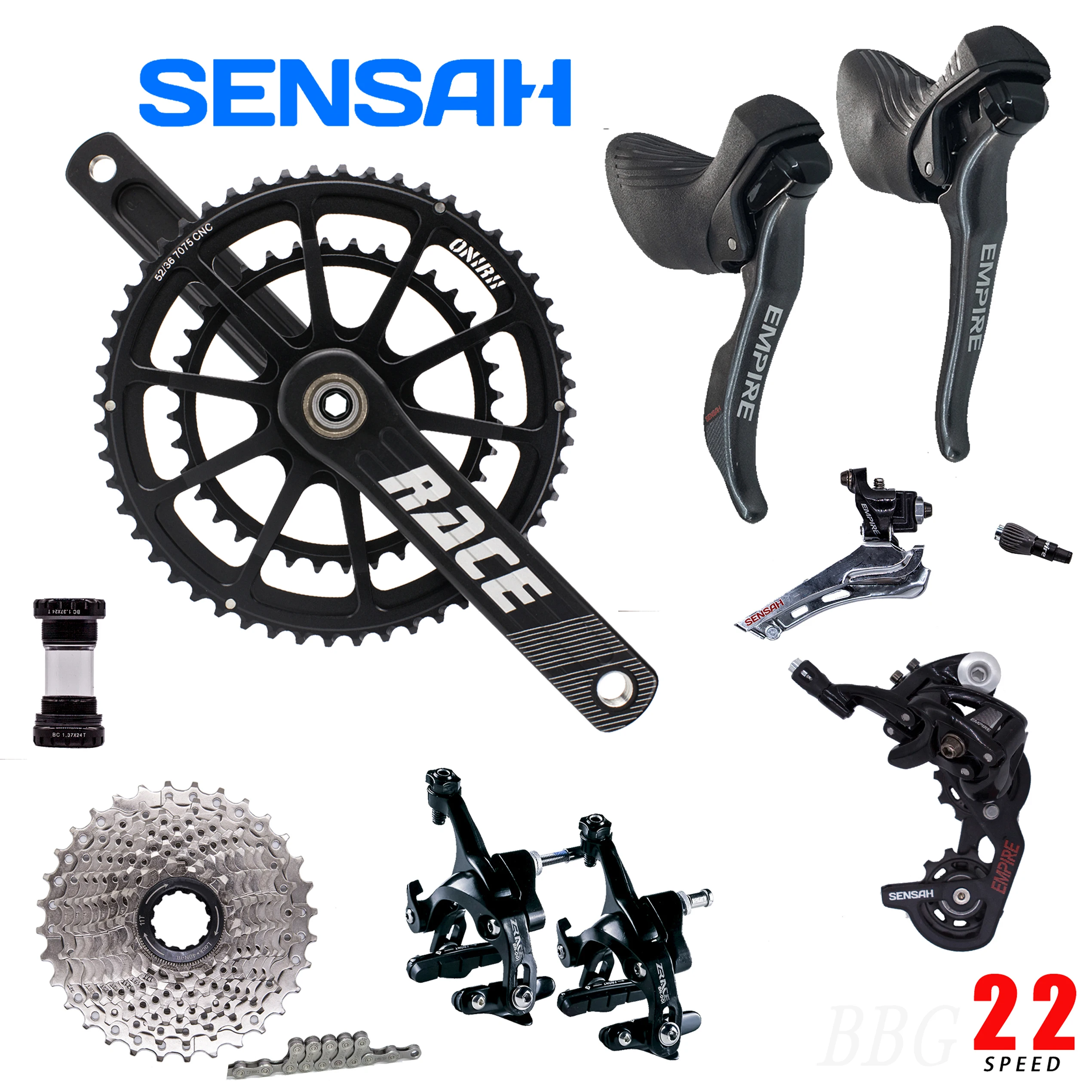 

Bicycle Derailleur SENSAH EMPIRE 2x11 Speed 22s Road Groupset Sti Kit Crank Cassette Chain Shifter Derailleur Rim Brake