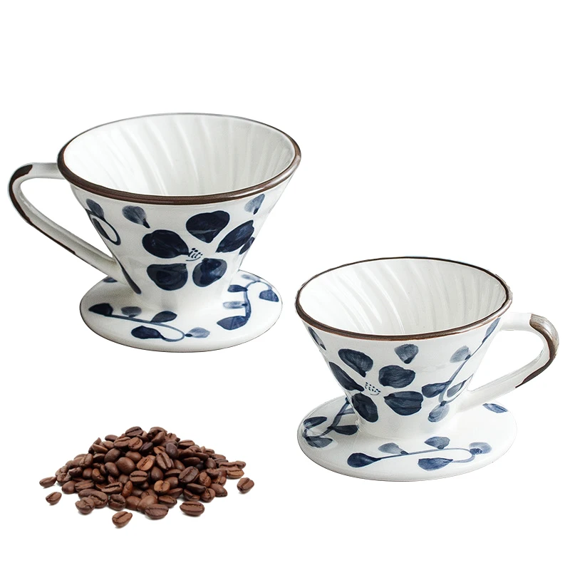 

Pour Over Coffee Maker Set, Hand painted Ceramic Dripper 1-2 Cups and 2-4 Cups Home Filter Coffee Maker Ceramic Coffee Dripper