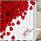 Занавеска для душа с принтом красных роз, креативное украшение для ванной комнаты, водонепроницаемая перегородка из полиэстера с защитой от плесени