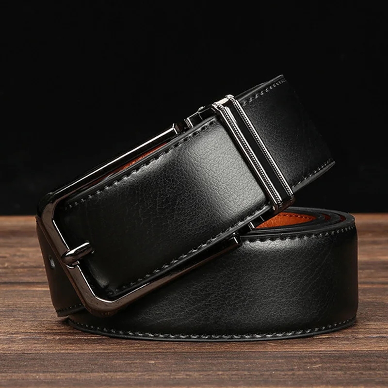 Aoluolan leather belt DIY assembly pin buckle belt Male original single high-grade belt double buckle belt with rotary