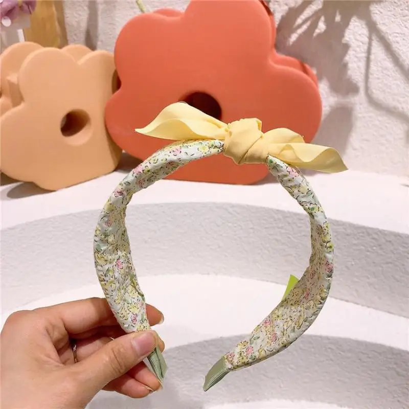 Diademas con estampado Floral para ni&ntilde;a, accesorios para el cabello para ni&ntilde;a, herramientas de estilismo para el cabello, Diadema con lazo, tocado diario para ni&ntilde;a-5